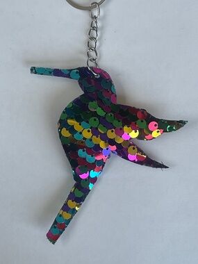 Hummingbird Sequin Keychain Charm - Multicolor Hand Crafted